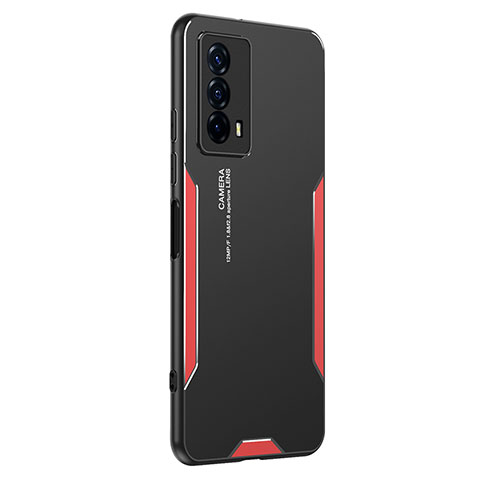 Funda Lujo Marco de Aluminio y Silicona Carcasa Bumper PB2 para Vivo iQOO Z5 5G Rojo