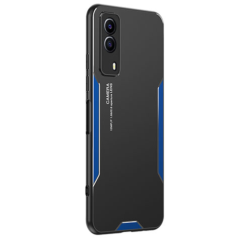 Funda Lujo Marco de Aluminio y Silicona Carcasa Bumper PB2 para Vivo iQOO Z5x 5G Azul