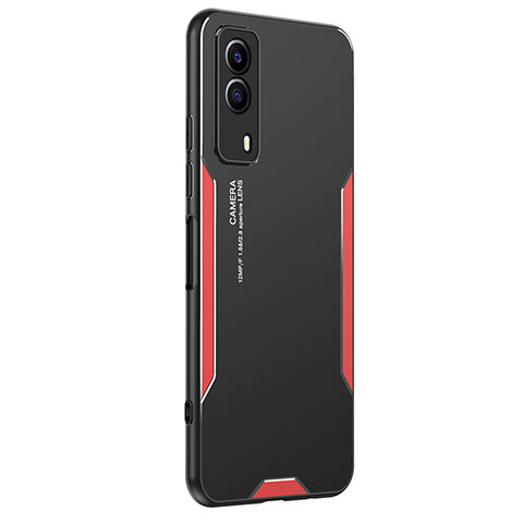 Funda Lujo Marco de Aluminio y Silicona Carcasa Bumper PB2 para Vivo iQOO Z5x 5G Rojo