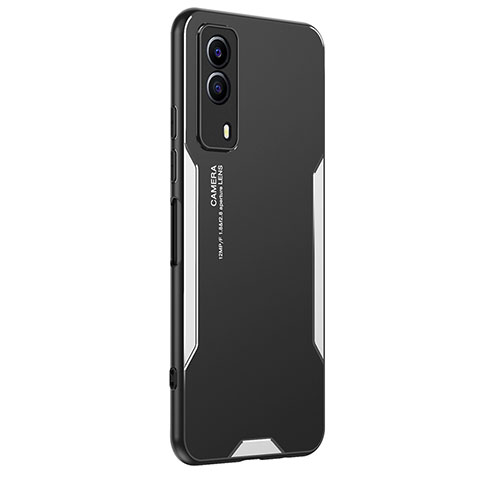 Funda Lujo Marco de Aluminio y Silicona Carcasa Bumper PB2 para Vivo T1x 5G Plata