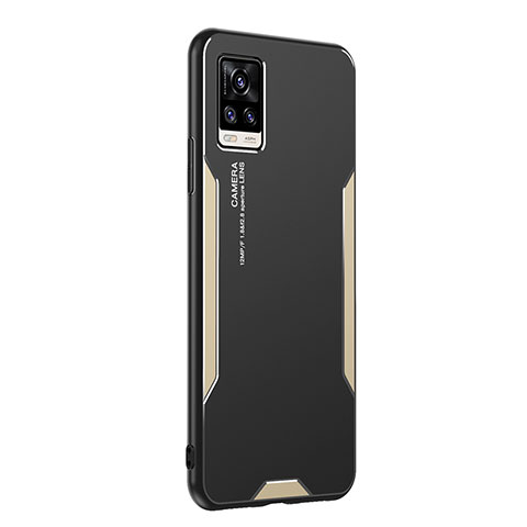 Funda Lujo Marco de Aluminio y Silicona Carcasa Bumper PB2 para Vivo V20 Oro