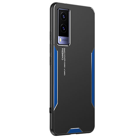 Funda Lujo Marco de Aluminio y Silicona Carcasa Bumper PB2 para Vivo V21e 5G Azul