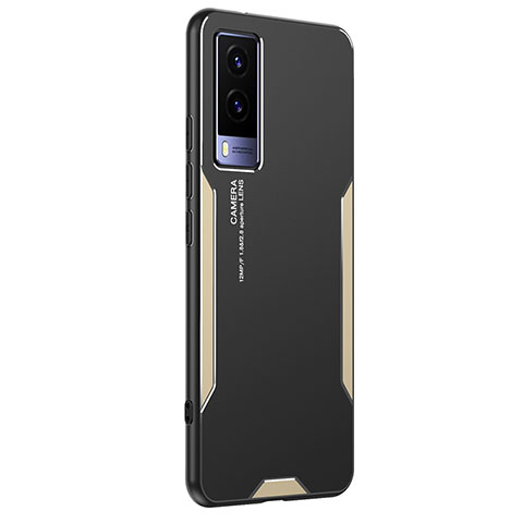 Funda Lujo Marco de Aluminio y Silicona Carcasa Bumper PB2 para Vivo V21e 5G Oro