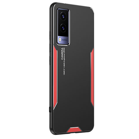 Funda Lujo Marco de Aluminio y Silicona Carcasa Bumper PB2 para Vivo V21e 5G Rojo