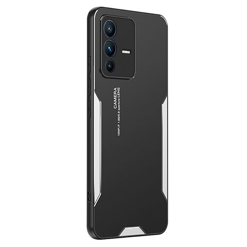 Funda Lujo Marco de Aluminio y Silicona Carcasa Bumper PB2 para Vivo V23 Pro 5G Plata