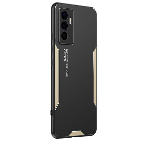 Funda Lujo Marco de Aluminio y Silicona Carcasa Bumper PB2 para Vivo V23e 5G Oro