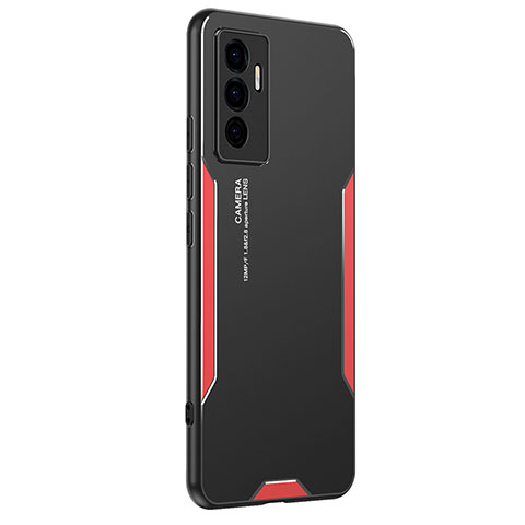 Funda Lujo Marco de Aluminio y Silicona Carcasa Bumper PB2 para Vivo V23e Rojo