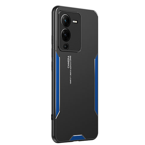 Funda Lujo Marco de Aluminio y Silicona Carcasa Bumper PB2 para Vivo V25 Pro 5G Azul