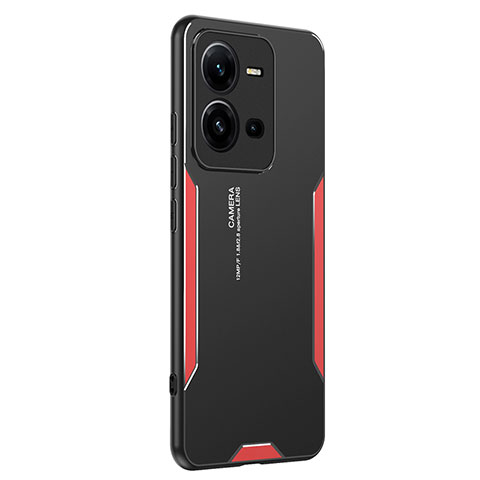 Funda Lujo Marco de Aluminio y Silicona Carcasa Bumper PB2 para Vivo V25e Rojo