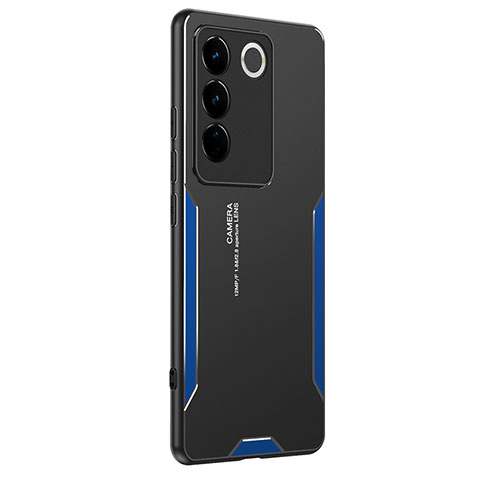 Funda Lujo Marco de Aluminio y Silicona Carcasa Bumper PB2 para Vivo V27 Pro 5G Azul