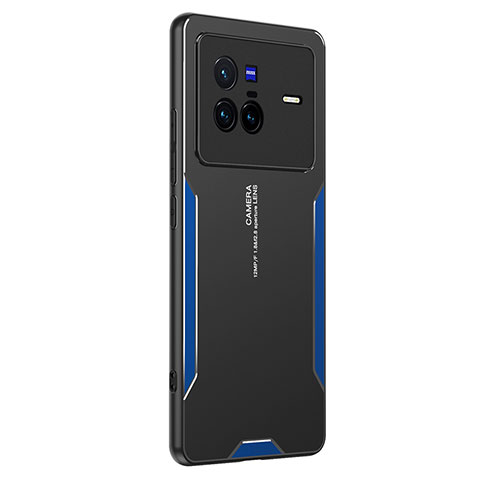 Funda Lujo Marco de Aluminio y Silicona Carcasa Bumper PB2 para Vivo X80 5G Azul