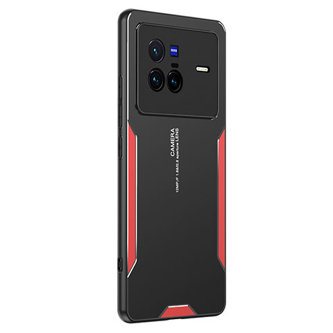 Funda Lujo Marco de Aluminio y Silicona Carcasa Bumper PB2 para Vivo X80 5G Rojo