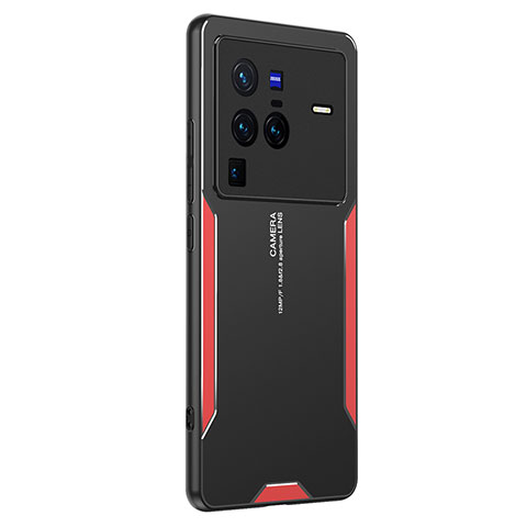 Funda Lujo Marco de Aluminio y Silicona Carcasa Bumper PB2 para Vivo X80 Pro 5G Rojo