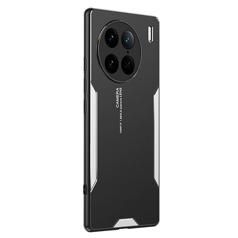 Funda Lujo Marco de Aluminio y Silicona Carcasa Bumper PB2 para Vivo X90 Pro 5G Plata