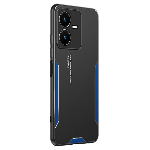 Funda Lujo Marco de Aluminio y Silicona Carcasa Bumper PB2 para Vivo Y22 Azul