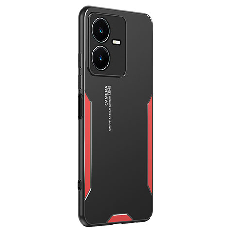 Funda Lujo Marco de Aluminio y Silicona Carcasa Bumper PB2 para Vivo Y22 Rojo