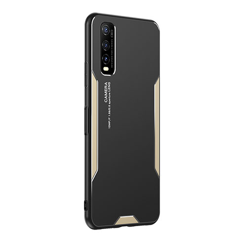 Funda Lujo Marco de Aluminio y Silicona Carcasa Bumper PB2 para Vivo Y50t Oro