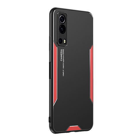 Funda Lujo Marco de Aluminio y Silicona Carcasa Bumper PB2 para Vivo Y52 5G Rojo