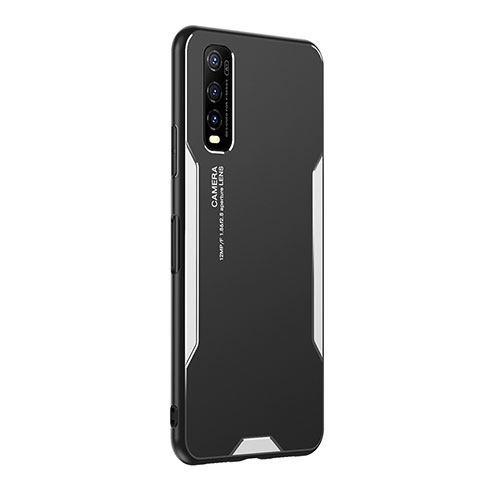 Funda Lujo Marco de Aluminio y Silicona Carcasa Bumper PB2 para Vivo Y70t 5G Plata