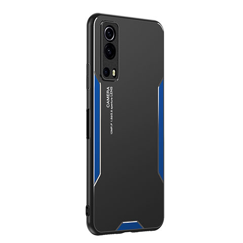 Funda Lujo Marco de Aluminio y Silicona Carcasa Bumper PB2 para Vivo Y72 5G Azul