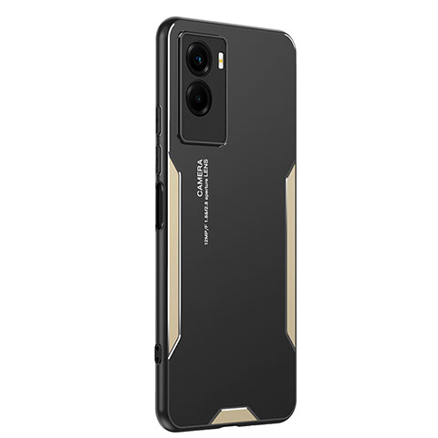 Funda Lujo Marco de Aluminio y Silicona Carcasa Bumper PB2 para Vivo Y72t Oro