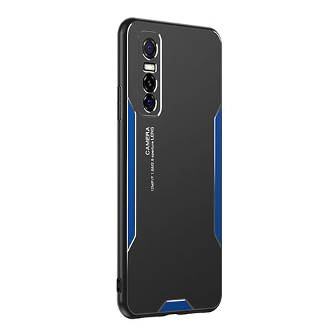 Funda Lujo Marco de Aluminio y Silicona Carcasa Bumper PB2 para Vivo Y73s 5G Azul