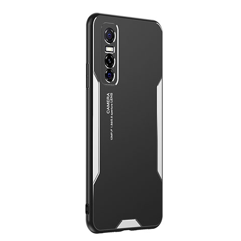 Funda Lujo Marco de Aluminio y Silicona Carcasa Bumper PB2 para Vivo Y73s 5G Plata