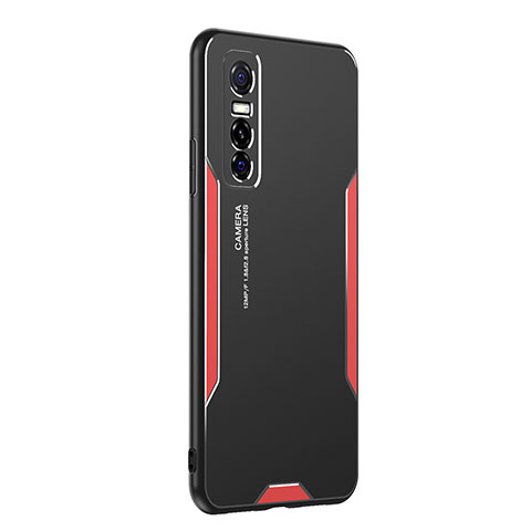 Funda Lujo Marco de Aluminio y Silicona Carcasa Bumper PB2 para Vivo Y73s 5G Rojo