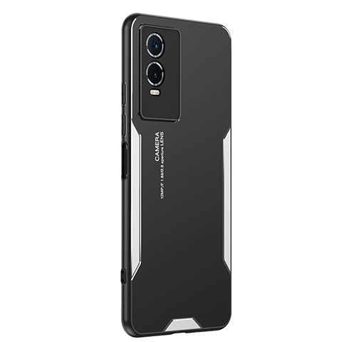 Funda Lujo Marco de Aluminio y Silicona Carcasa Bumper PB2 para Vivo Y74s 5G Plata