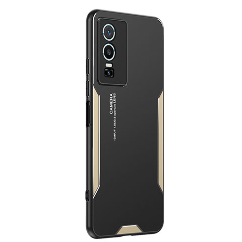 Funda Lujo Marco de Aluminio y Silicona Carcasa Bumper PB2 para Vivo Y76 5G Oro