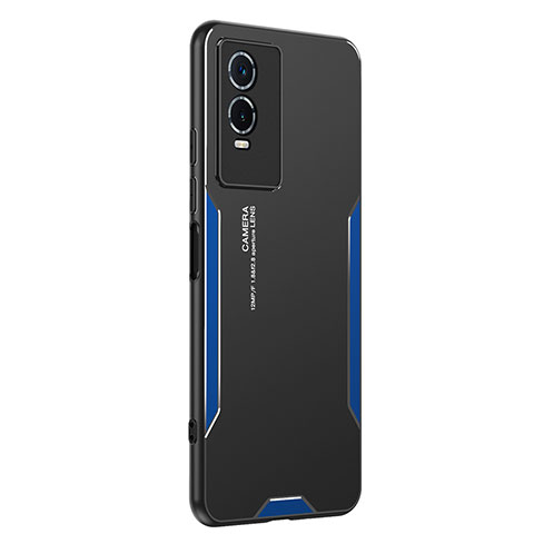 Funda Lujo Marco de Aluminio y Silicona Carcasa Bumper PB2 para Vivo Y76s 5G Azul