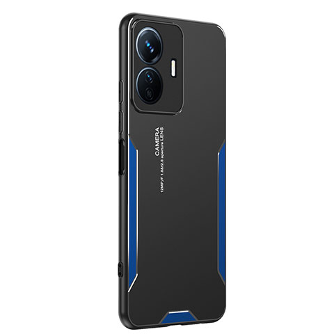 Funda Lujo Marco de Aluminio y Silicona Carcasa Bumper PB2 para Vivo Y77e t1 Azul