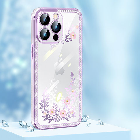 Funda Silicona Carcasa Goma Bling-Bling AT1 para Apple iPhone 15 Pro Morado