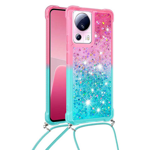 Funda Silicona Carcasa Goma Bling-Bling con Acollador Cordon Lanyard S01 para Xiaomi Civi 2 5G Rosa