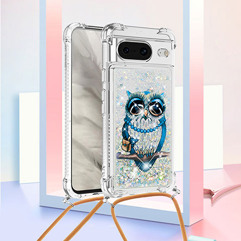 Funda Silicona Carcasa Goma Bling-Bling con Acollador Cordon Lanyard S02 para Google Pixel 8 5G Multicolor