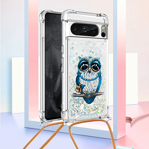 Funda Silicona Carcasa Goma Bling-Bling con Acollador Cordon Lanyard S02 para Google Pixel 8 Pro 5G Multicolor