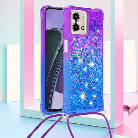 Funda Silicona Carcasa Goma Bling-Bling con Acollador Cordon Lanyard YB1 para Motorola Moto G Stylus (2023) 4G Morado