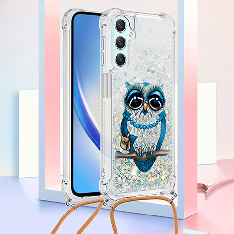 Funda Silicona Carcasa Goma Bling-Bling con Acollador Cordon Lanyard YB2 para Samsung Galaxy A24 4G Multicolor