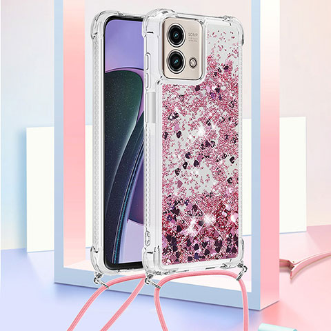 Funda Silicona Carcasa Goma Bling-Bling con Acollador Cordon Lanyard YB3 para Motorola Moto G Stylus (2023) 5G Purpura Claro