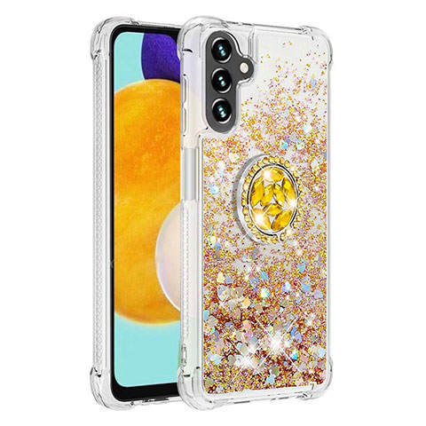 Funda Silicona Carcasa Goma Bling-Bling con Anillo de dedo Soporte S01 para Samsung Galaxy A04s Oro