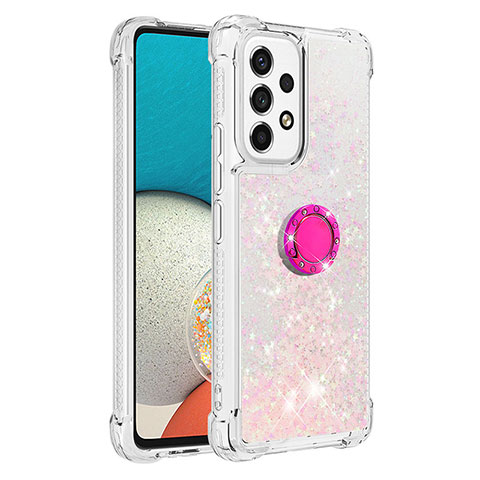 Funda Silicona Carcasa Goma Bling-Bling con Anillo de dedo Soporte S01 para Samsung Galaxy A53 5G Rosa