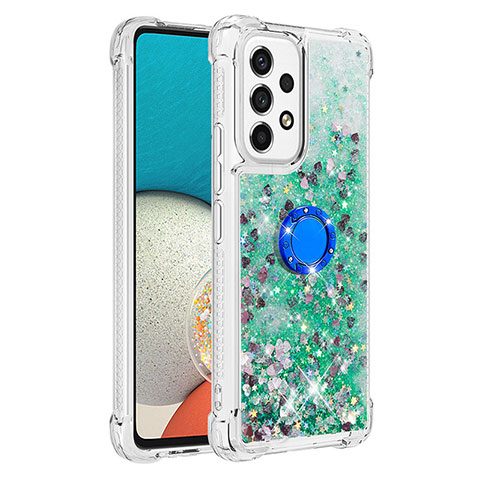 Funda Silicona Carcasa Goma Bling-Bling con Anillo de dedo Soporte S01 para Samsung Galaxy A53 5G Verde