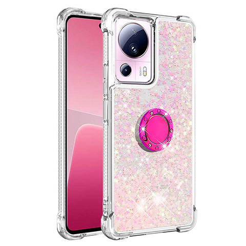 Funda Silicona Carcasa Goma Bling-Bling con Anillo de dedo Soporte S01 para Xiaomi Civi 2 5G Rosa