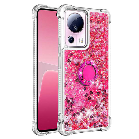 Funda Silicona Carcasa Goma Bling-Bling con Anillo de dedo Soporte S01 para Xiaomi Civi 2 5G Rosa Roja