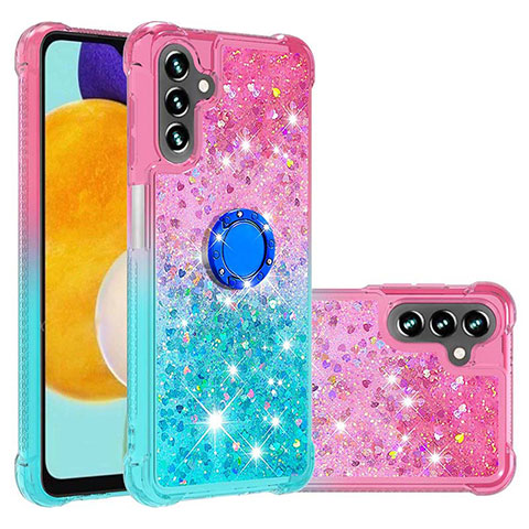 Funda Silicona Carcasa Goma Bling-Bling con Anillo de dedo Soporte S02 para Samsung Galaxy A13 5G Rosa