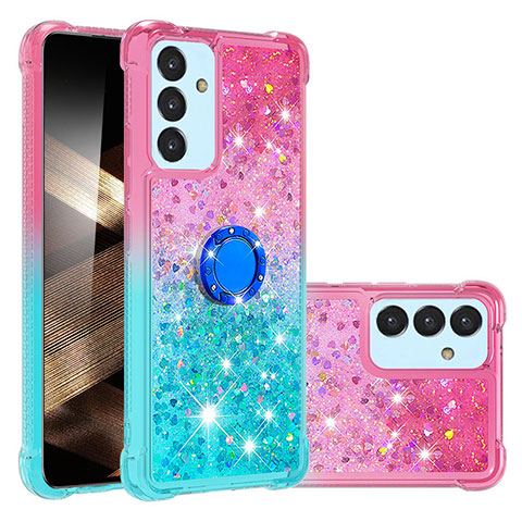 Funda Silicona Carcasa Goma Bling-Bling con Anillo de dedo Soporte S02 para Samsung Galaxy A15 5G Rosa