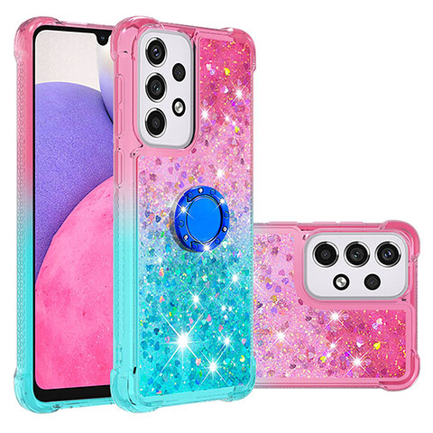 Funda Silicona Carcasa Goma Bling-Bling con Anillo de dedo Soporte S02 para Samsung Galaxy A33 5G Rosa