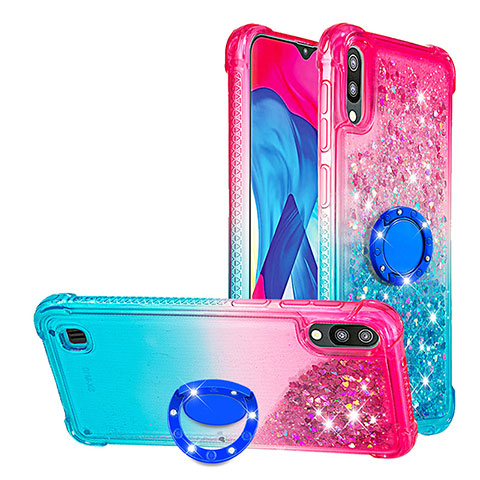 Funda Silicona Carcasa Goma Bling-Bling con Anillo de dedo Soporte S02 para Samsung Galaxy M10 Rosa