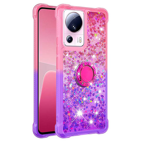 Funda Silicona Carcasa Goma Bling-Bling con Anillo de dedo Soporte S02 para Xiaomi Civi 2 5G Rosa Roja