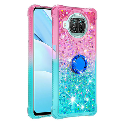 Funda Silicona Carcasa Goma Bling-Bling con Anillo de dedo Soporte S02 para Xiaomi Mi 10i 5G Rosa